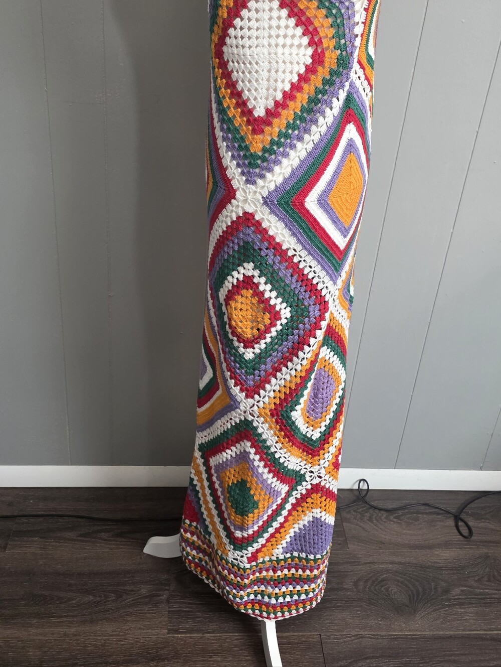 BOHO Crochet Multi Color Maxi Dress Size M - Picture 6 of 9